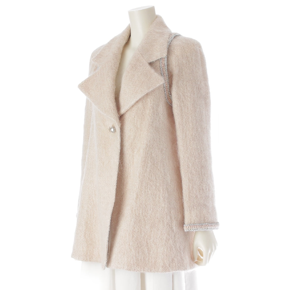 CHANEL mohair wool nylon COCO Mark 1B tailored jacket outer P57583 pink beige 36