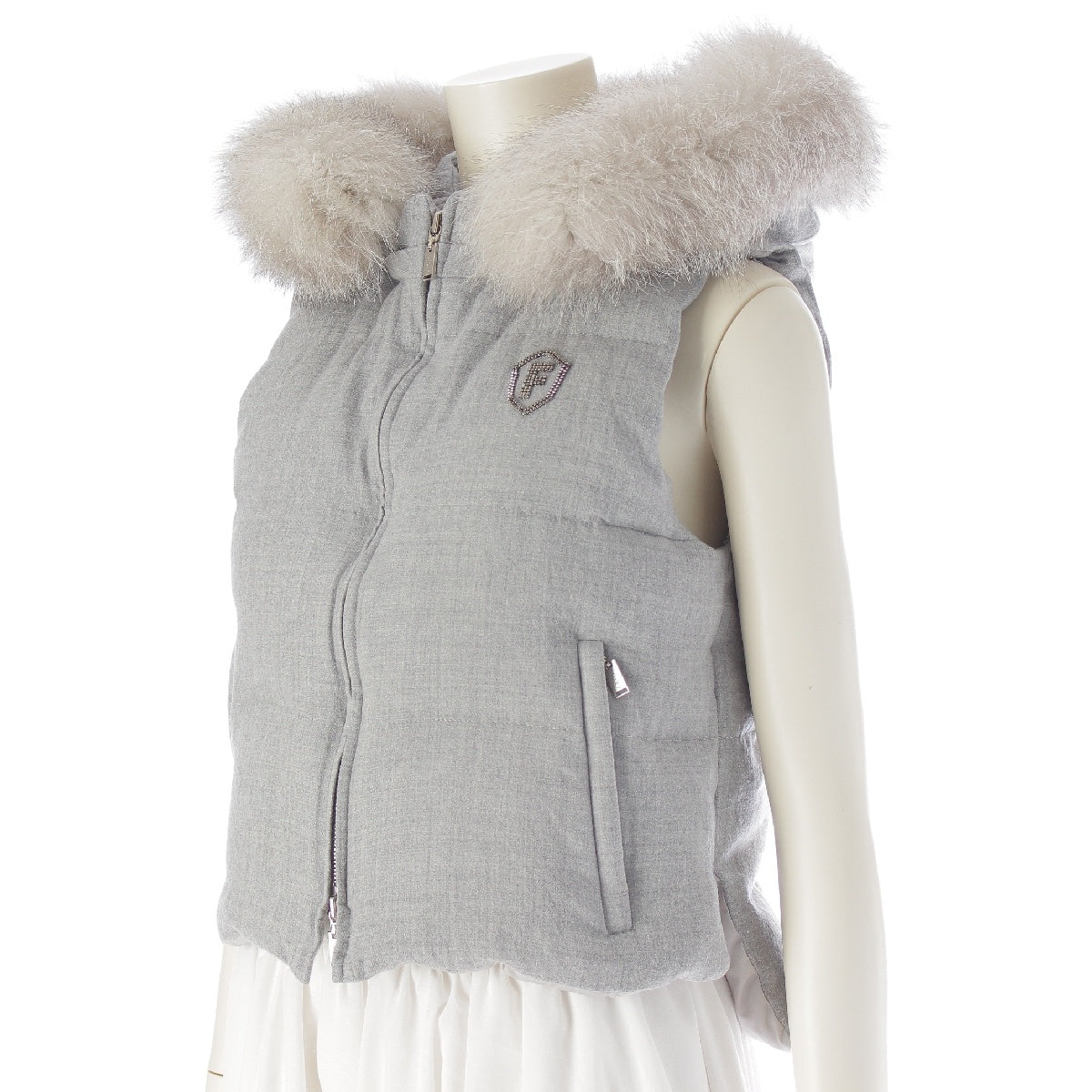 FOXEY BOUTIQUE 21 years wool Chaleur fur hood Down vest outer 42362 Sophie Gray