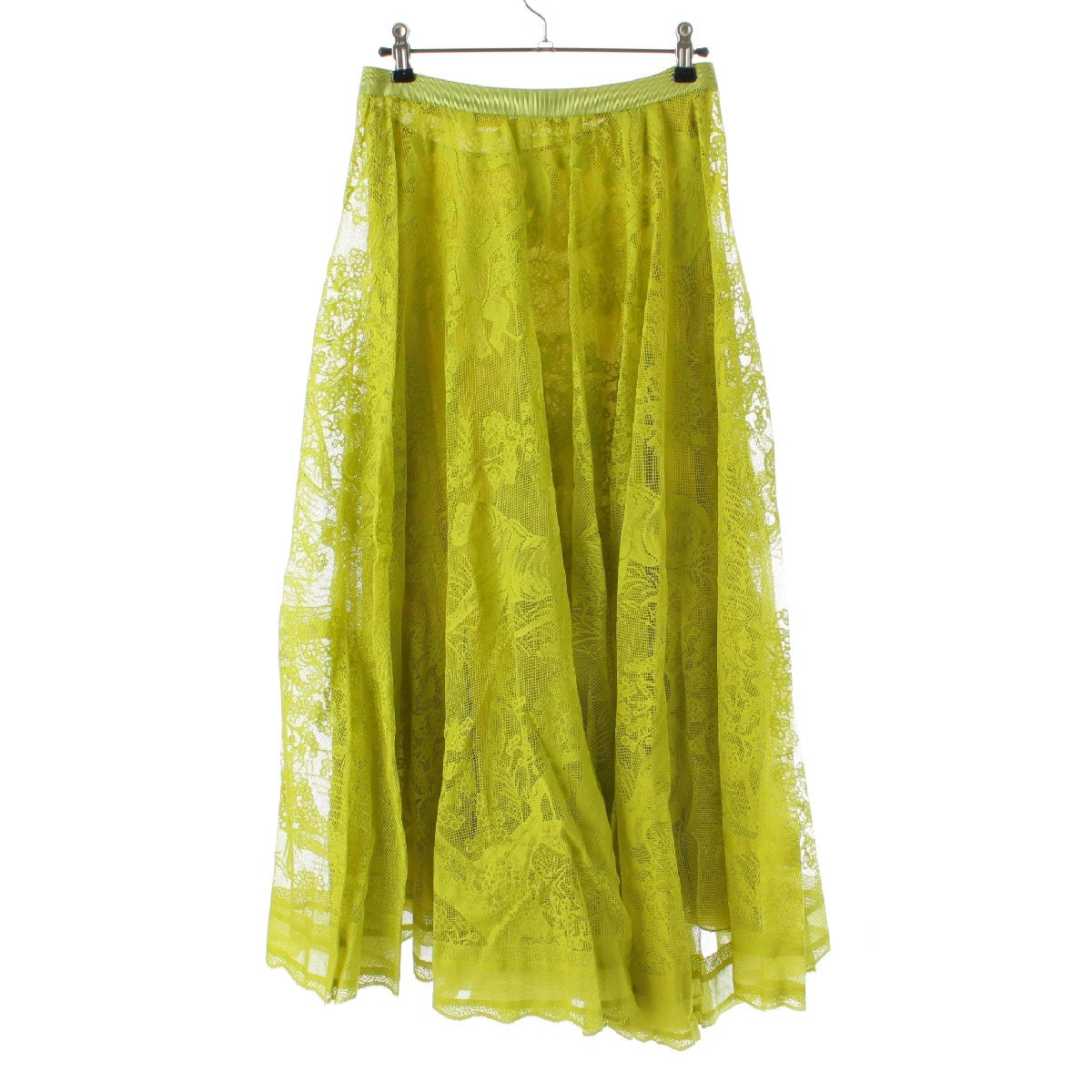 Christian Dior 21 years Dioriviera cotton Flared Midi Lace skirt 141J51A8986 lime green 36