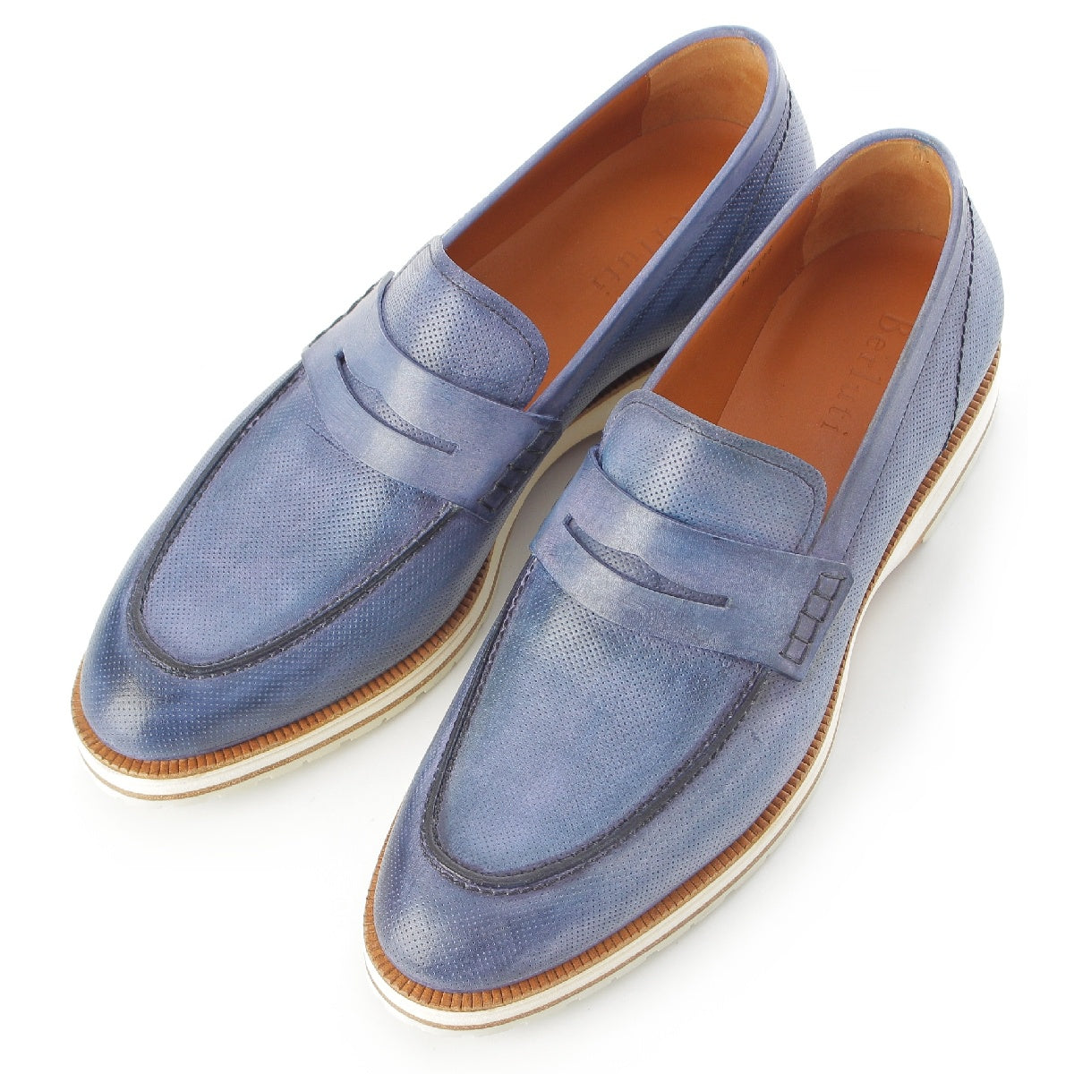 Berluti Laser Andy Punching loafers Dress shoes blue 8