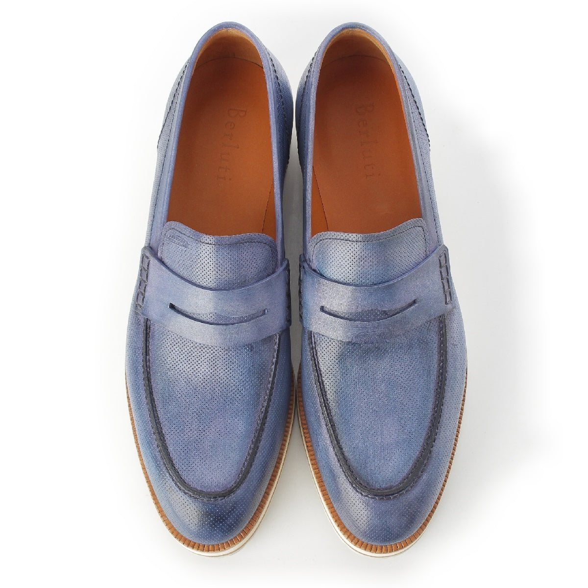 Berluti Laser Andy Punching loafers Dress shoes blue 8