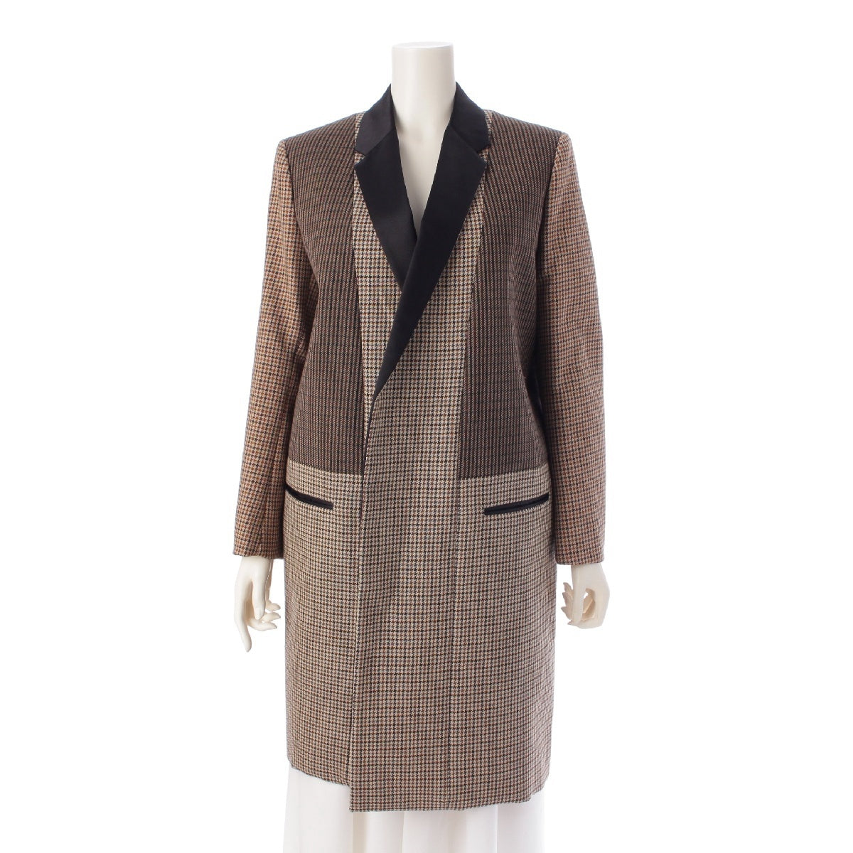 CELINE Phoebe period wool Check Crombie coat 2 8F86 beige 40