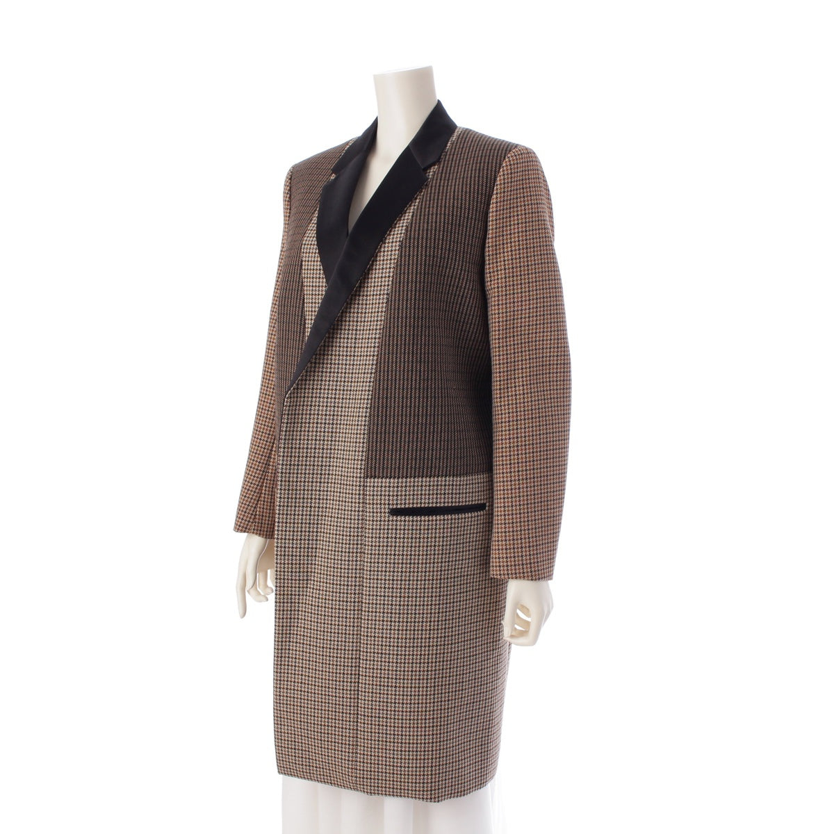 CELINE Phoebe period wool Check Crombie coat 2 8F86 beige 40