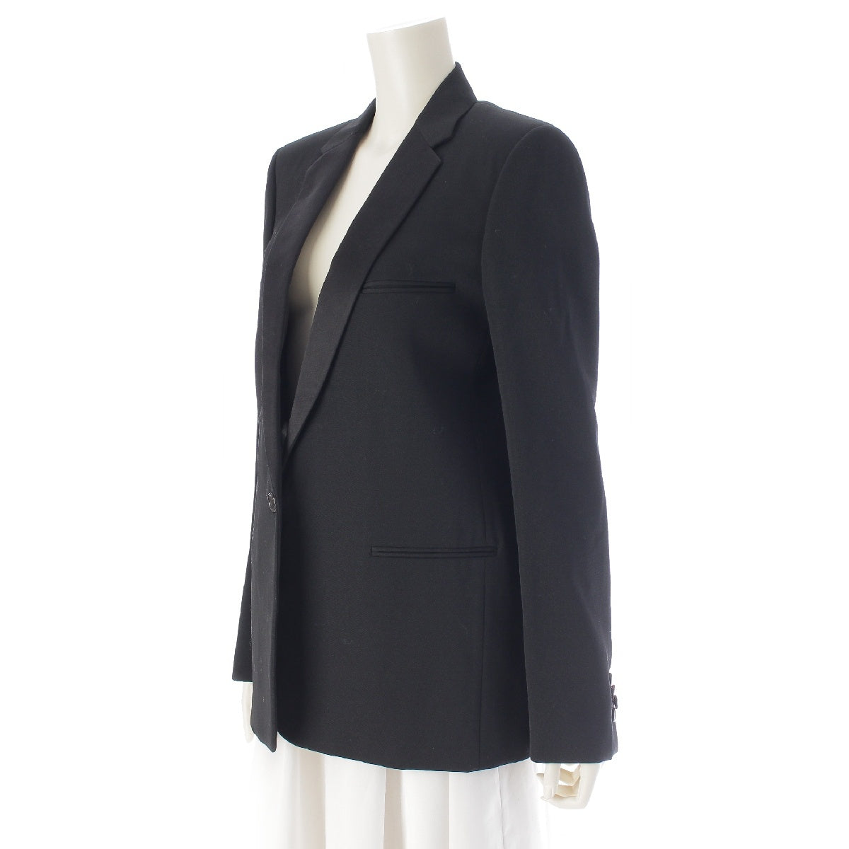 CELINE wool Satin Color tailored jacket 2 5D47 black 42