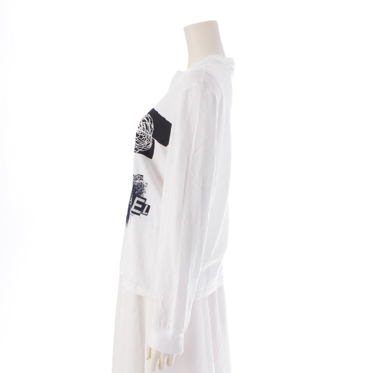 CHANEL 20Stainless Steel cotton COCO Mark Camellia Logo Graffiti Print Long-sleeved T-shirt Tops cut P63300 white S