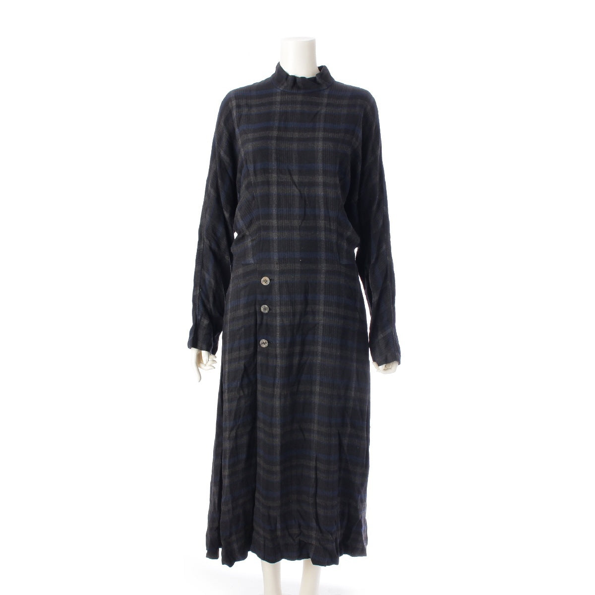 tricot COMME des GARCONS 80S Check Pattern Deformed High Neck one piece Gray