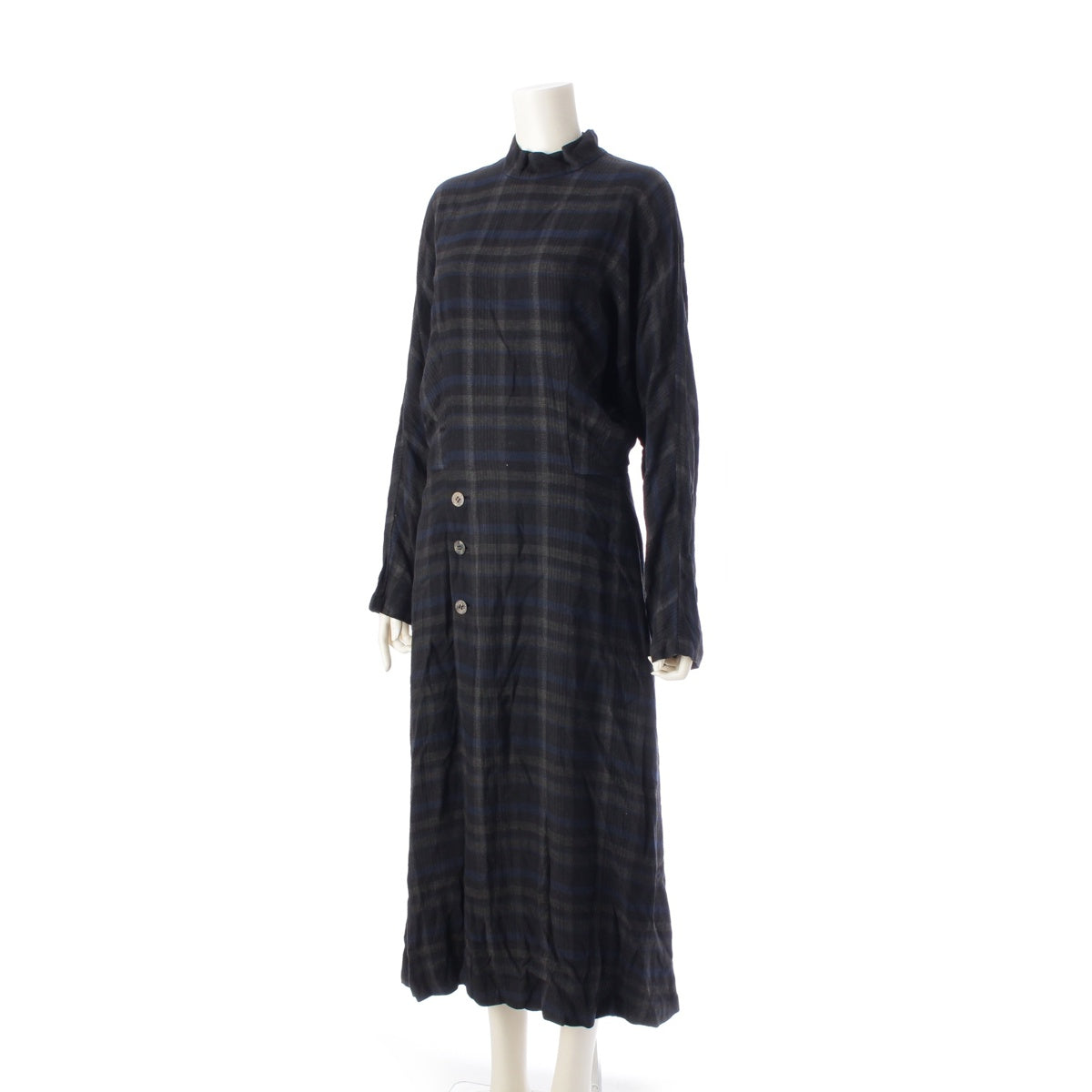 tricot COMME des GARCONS 80S Check Pattern Deformed High Neck one piece Gray