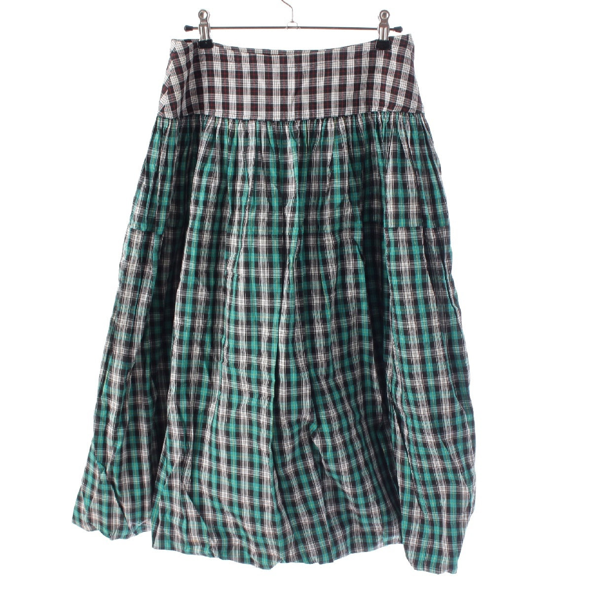 COMME des GARCONS 80S cotton Check Pattern 2-layer Gathered skirt Bottoms green