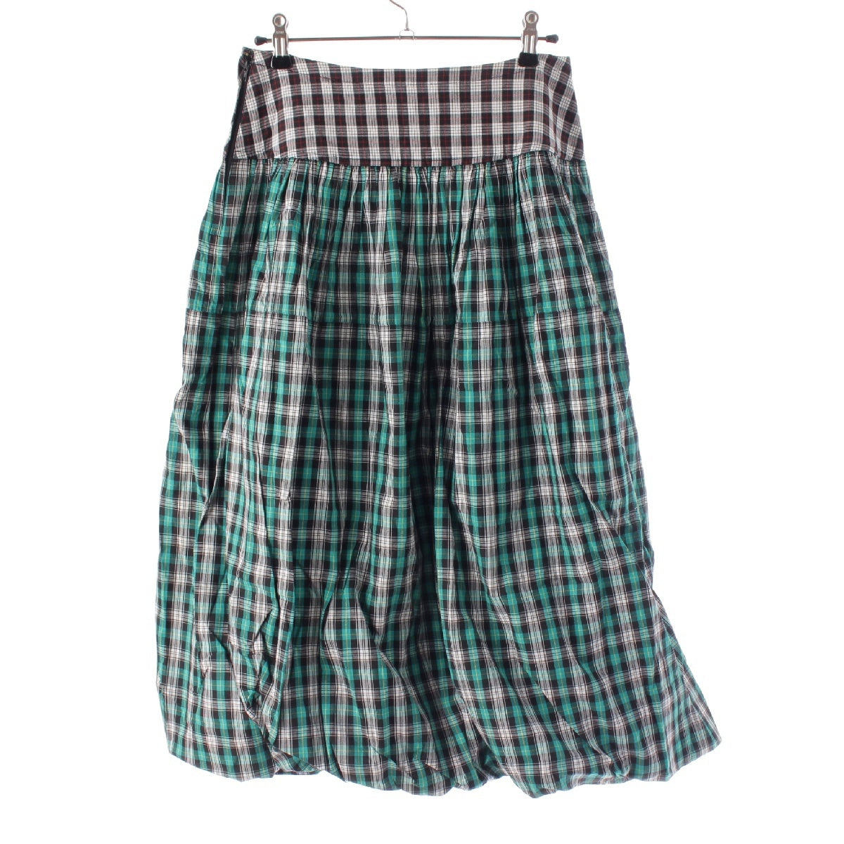 COMME des GARCONS 80S cotton Check Pattern 2-layer Gathered skirt Bottoms green