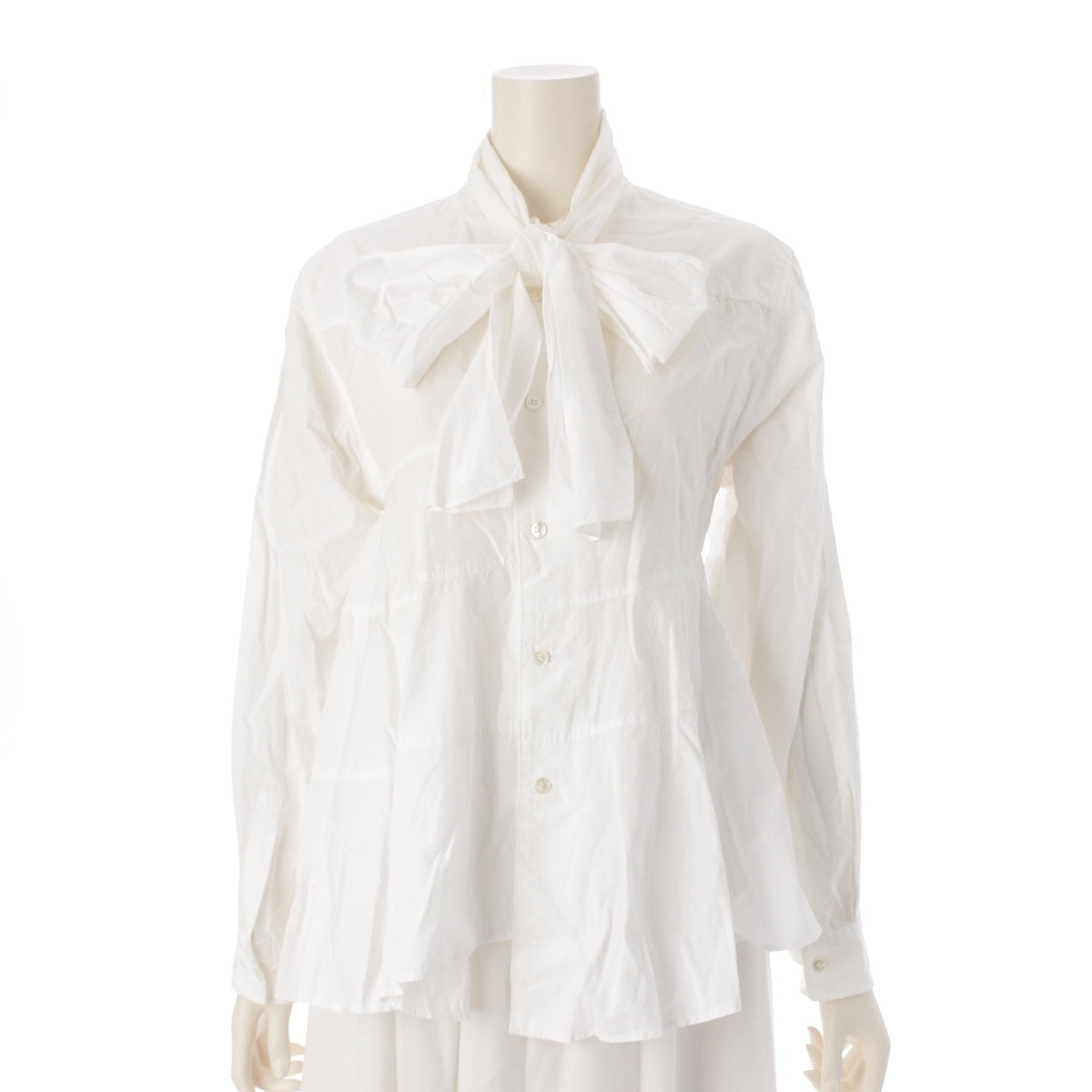 COMME des GARCONS cotton Vintage bowtie with asymmetrical design blouse shirt white M