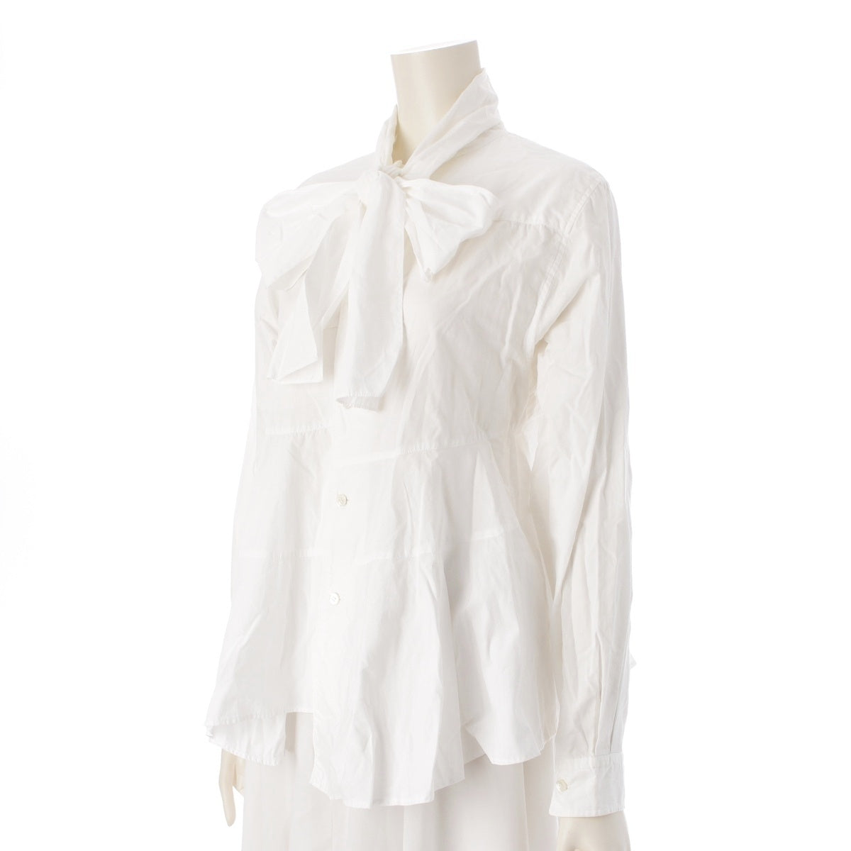 COMME des GARCONS cotton Vintage bowtie with asymmetrical design blouse shirt white M
