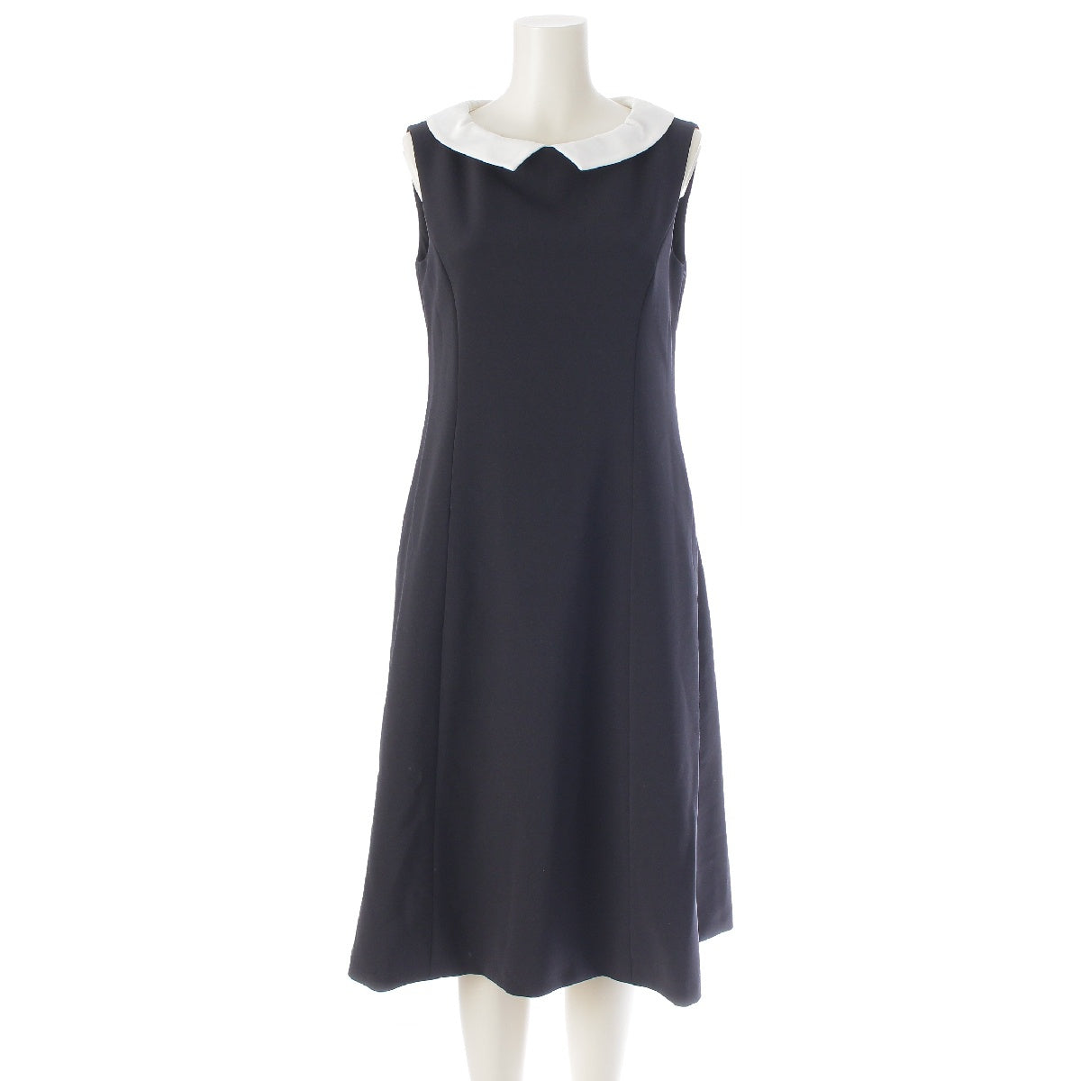 FOXEY 22 years Dress Ilusa White Collar Sleeveless one piece 43092 Midnight blue black 38