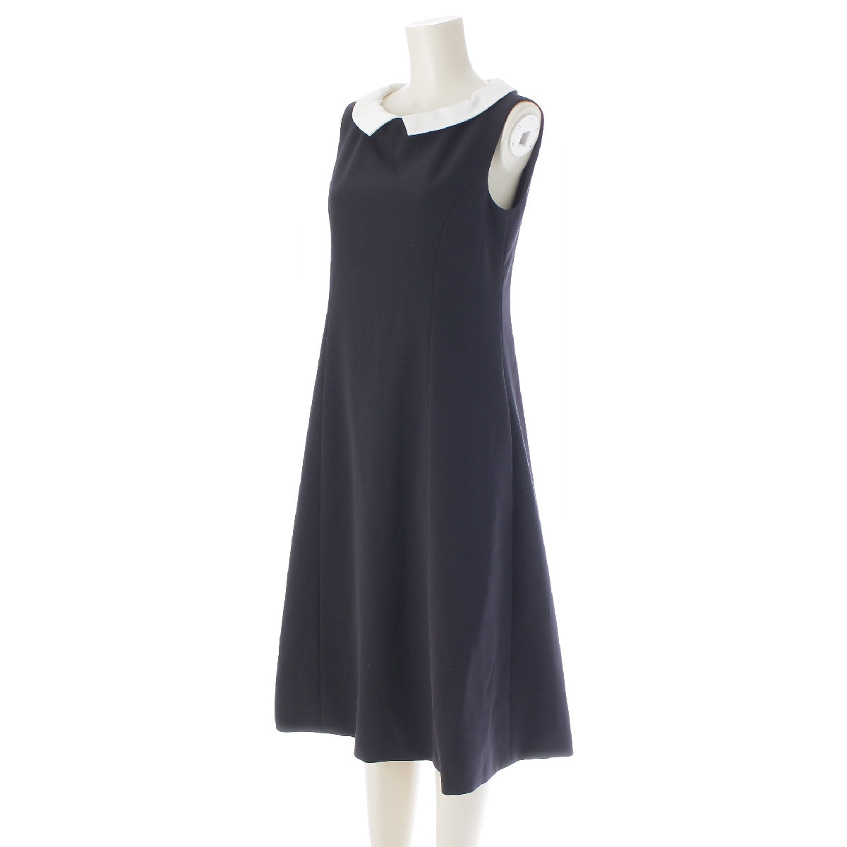 FOXEY 22 years Dress Ilusa White Collar Sleeveless one piece 43092 Midnight blue black 38