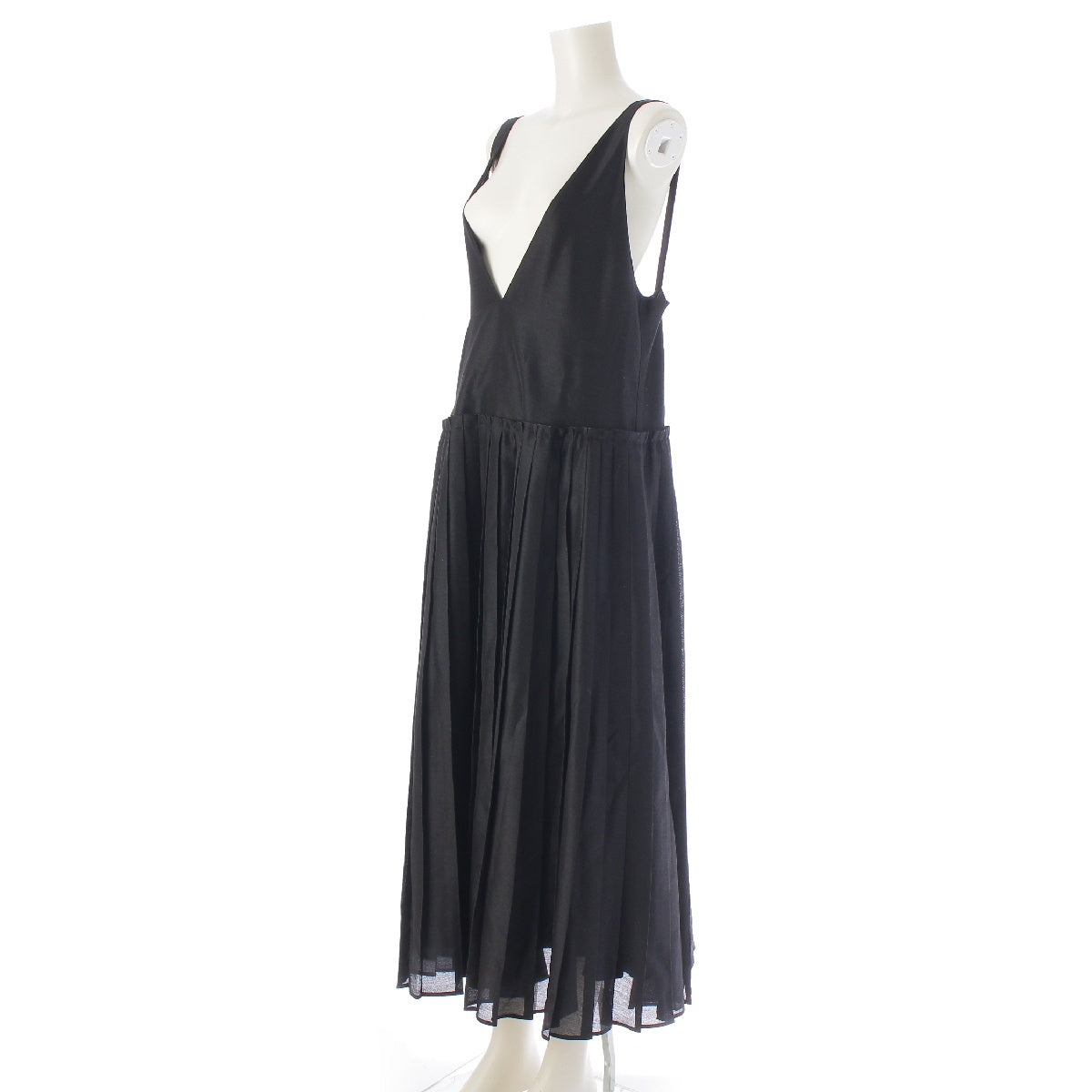 Ebourg Silk wool Pleated one piece Jumper skirt Overalls Salopette 3310300195 black 36