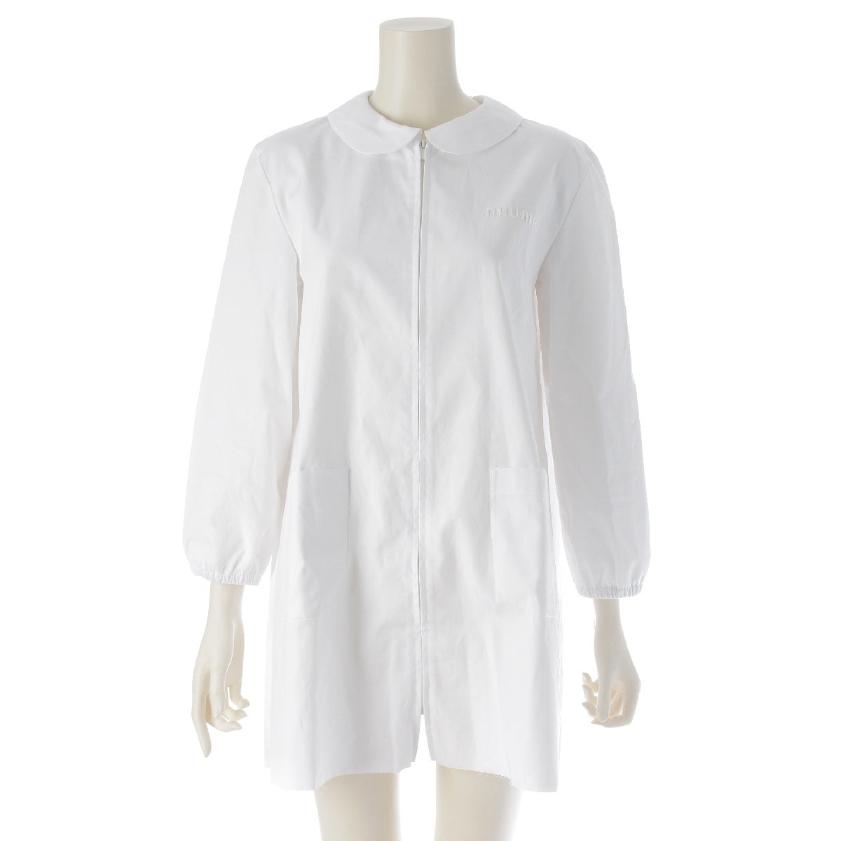 MIUMIU 24 years cotton poplin White poplin jersey one piece Mini dress MF5552 white 42