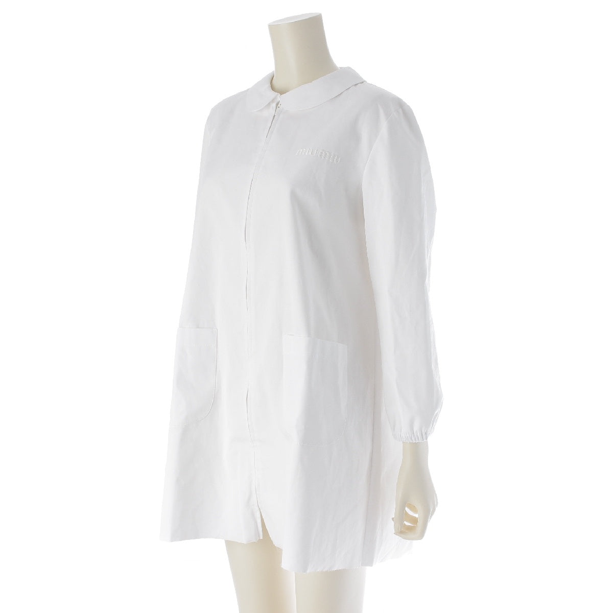 MIUMIU 24 years cotton poplin White poplin jersey one piece Mini dress MF5552 white 42