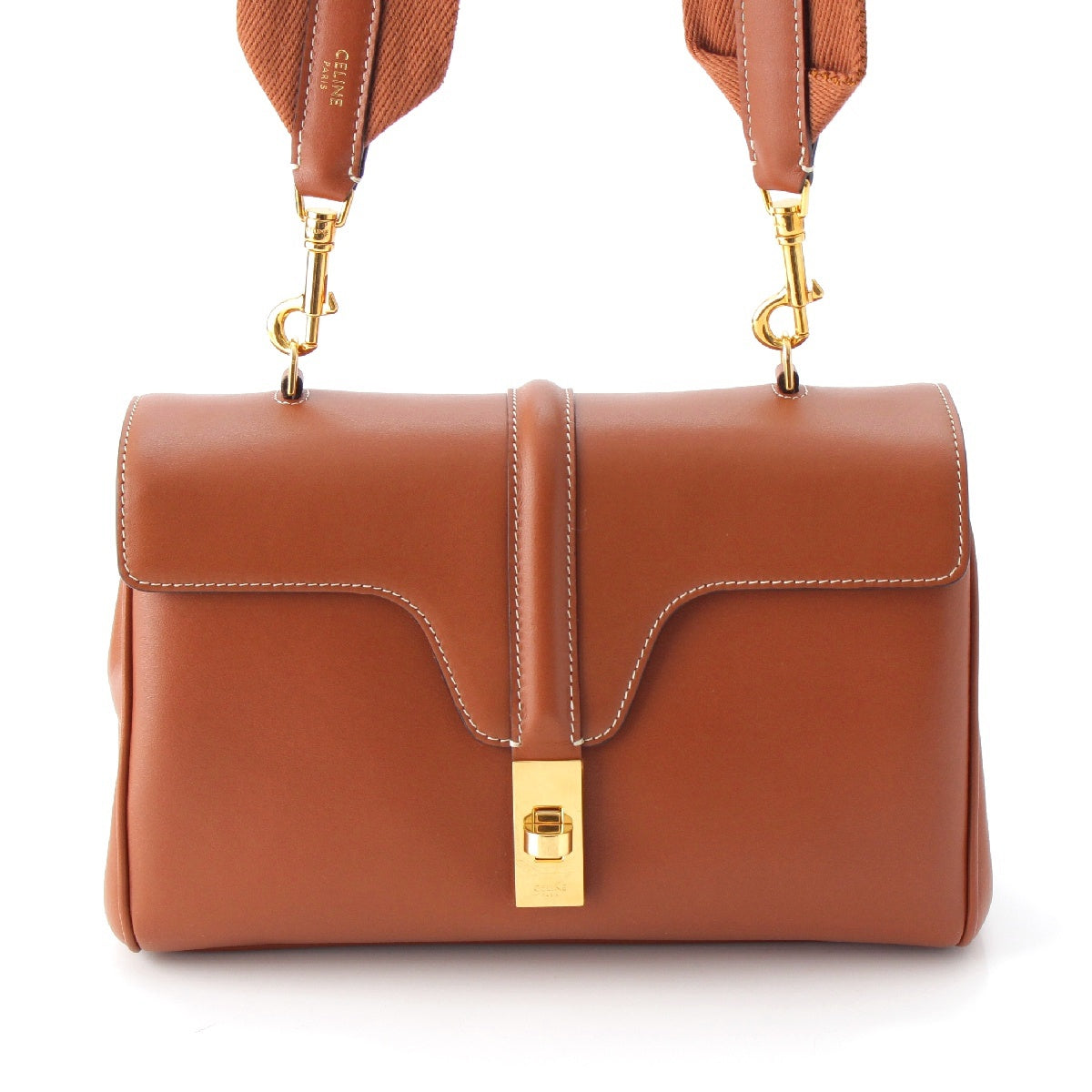 CELINE Teen Soft 16 Smooth scarf skin Shoulder Bag Cross body 196853CR4.04LU tan brown