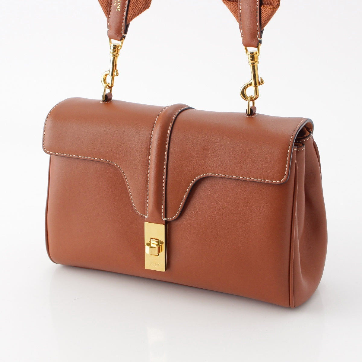 CELINE Teen Soft 16 Smooth scarf skin Shoulder Bag Cross body 196853CR4.04LU tan brown