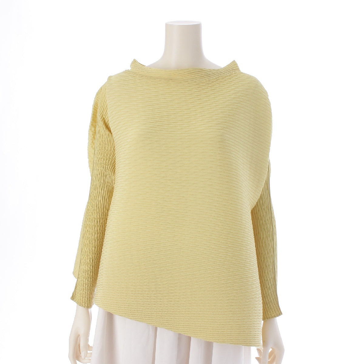 ISSEY MIYAKE polyester Deformed Diamond Pleated Long Sleeve Cut Tops blouse IM21FJ684 yellow 2