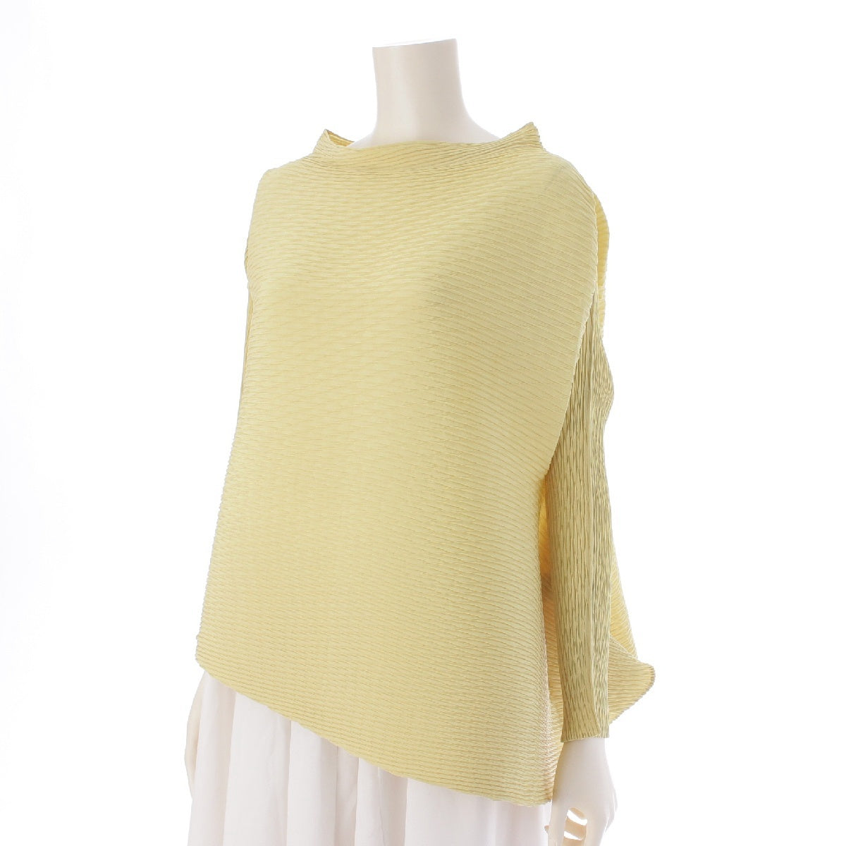 ISSEY MIYAKE polyester Deformed Diamond Pleated Long Sleeve Cut Tops blouse IM21FJ684 yellow 2