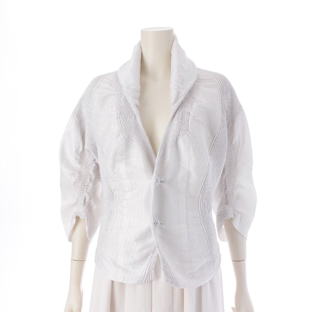 ISSEY MIYAKE Wool blend 3D steam stretch switching tailored jacket tops IM83FD027 white 2