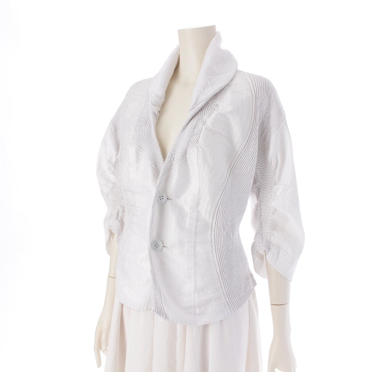 ISSEY MIYAKE Wool blend 3D steam stretch switching tailored jacket tops IM83FD027 white 2