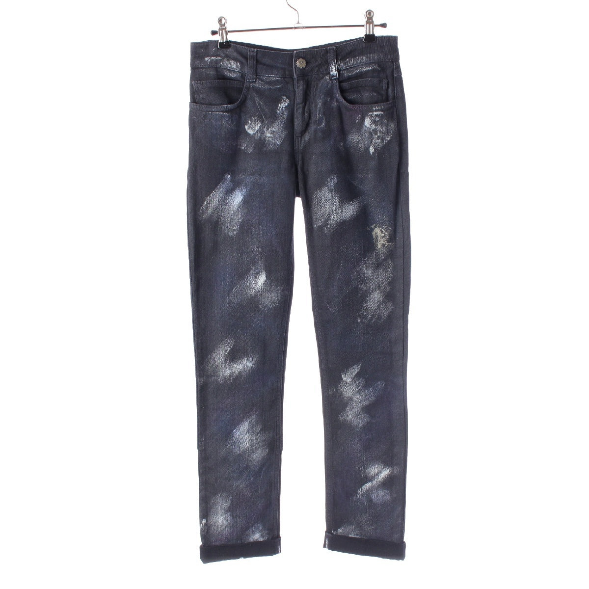 CHANEL 08A cotton COCO Button Painting Denim pants Bottoms P33427 Dark gray 36