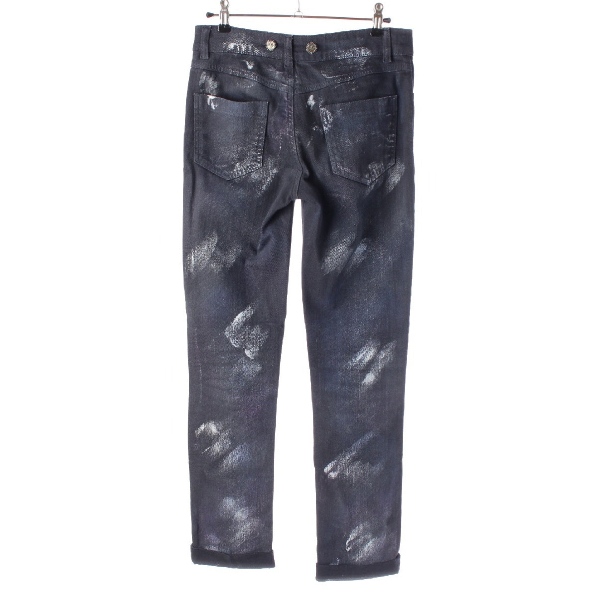 CHANEL 08A cotton COCO Button Painting Denim pants Bottoms P33427 Dark gray 36