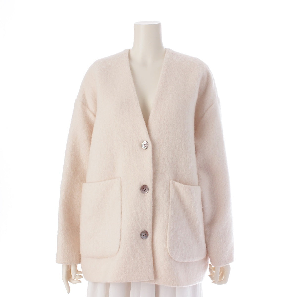 yori Wool mohair Jagged knit V-neck cardigan Jacket tops YR25-23156AW-2 pink F