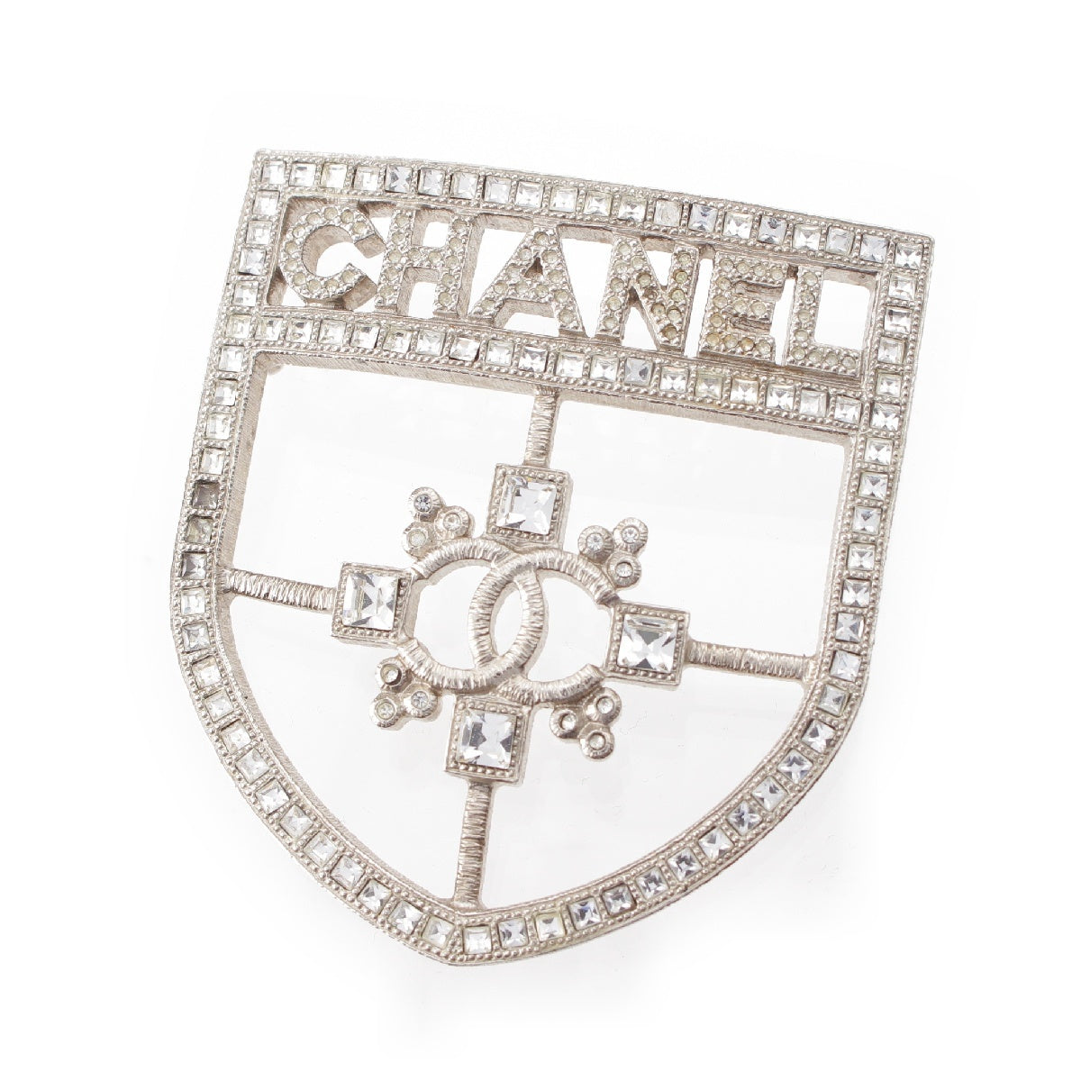 CHANEL 15B COCO Mark logo emblem Brooch Silver