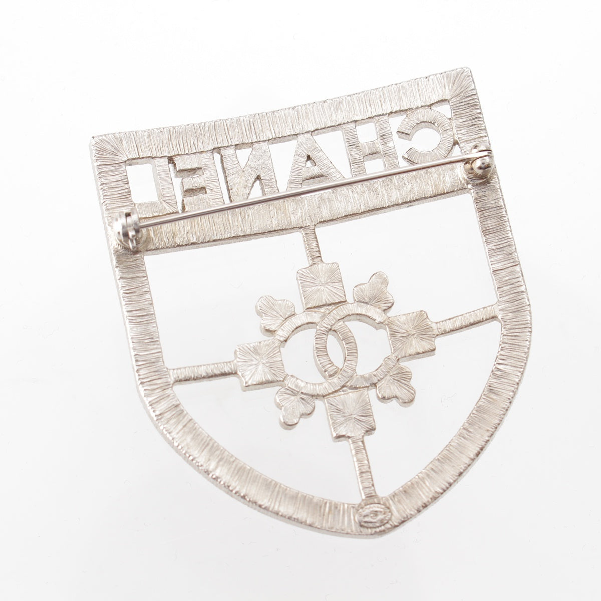 CHANEL 15B COCO Mark logo emblem Brooch Silver