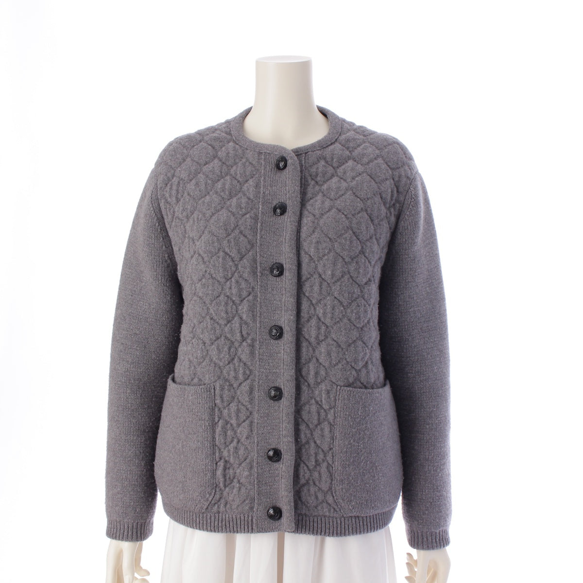 Drawer 20AW wool cashmere Quilting Knit cardigan Jacket tops 6515-299-0457 gray
