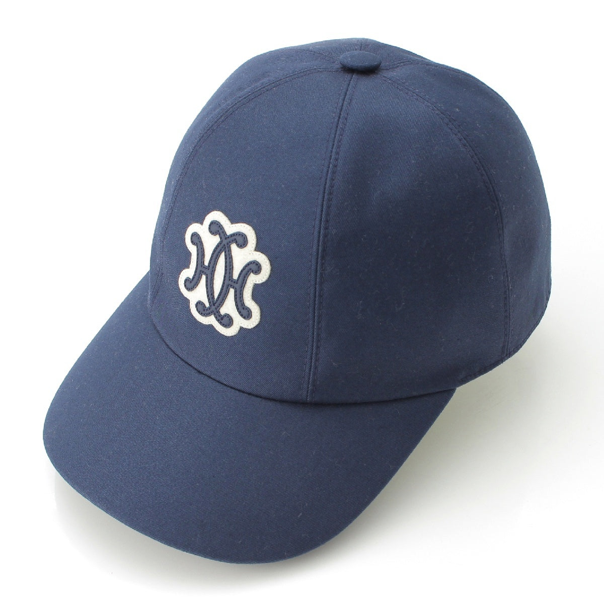 HERMES Serena cotton Serie Button H Lift Logo Embroidery Baseball cap hat blue 57