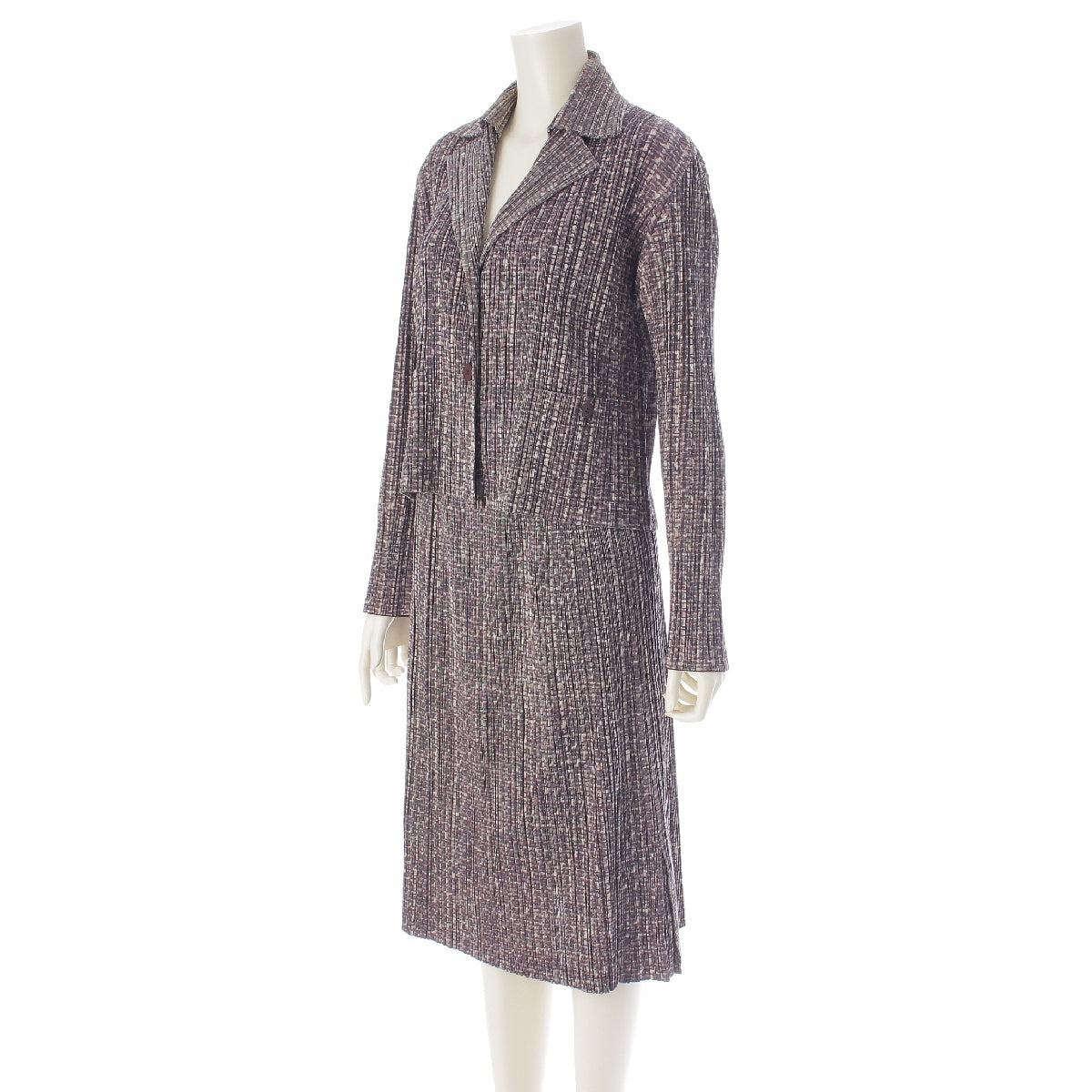 PLEATS PLEASE ISSEY  Cotton blend Tweed-style all-over Pattern jacket Skirt setup PP93-JD473/PP93-JG477 multicolor 4