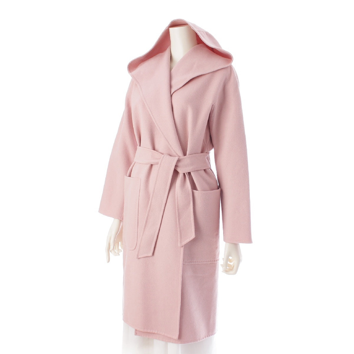 MAX MARA Cutietoamano rialto Cashmere Wool Belted hoodie wrap long coat outer 101115816 pink 34