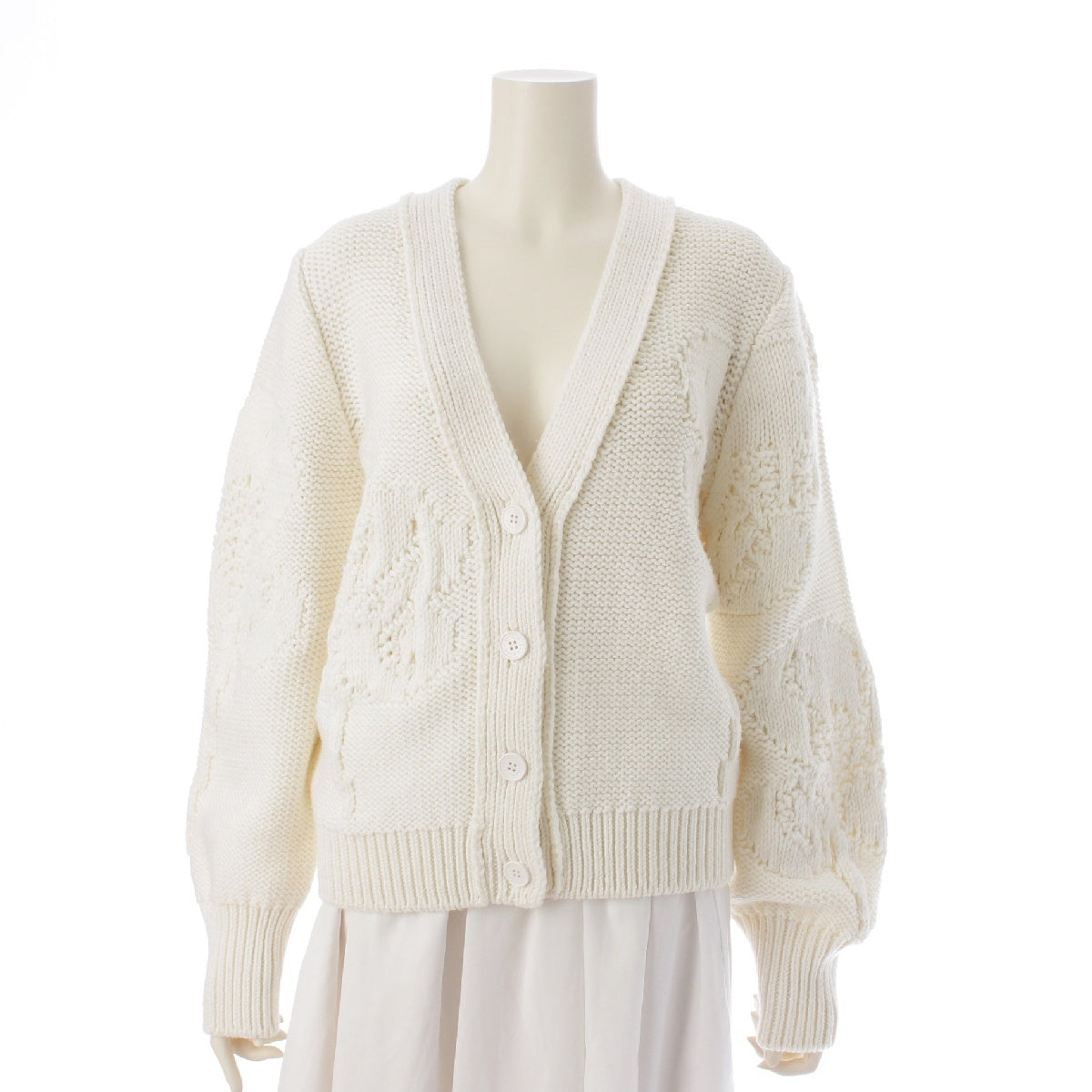 Cecilie Bahnsen wool Oversized knit cardigan tops 6515-343-0543 Natural Off White M/L