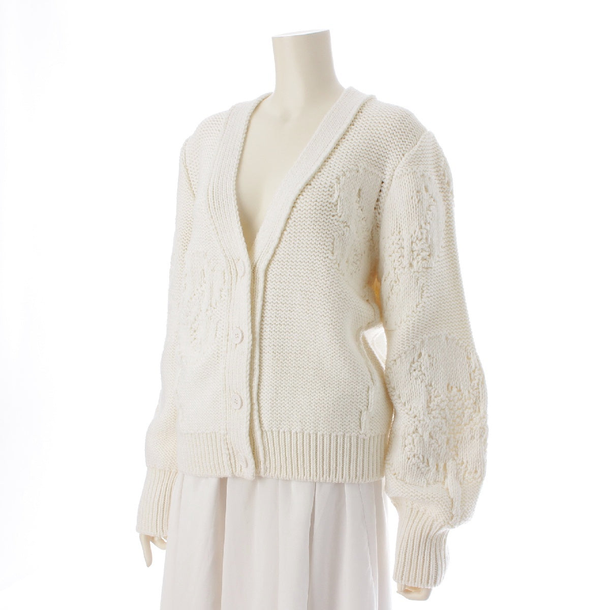 Cecilie Bahnsen wool Oversized knit cardigan tops 6515-343-0543 Natural Off White M/L