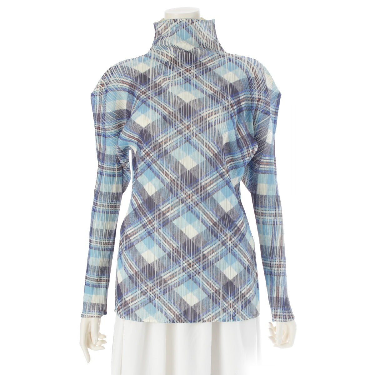 PLEATS PLEASE ISSEY  Check Pattern Long Sleeves Bottle Neck tops Cut and sewn blouse PP52-JK604 multicolor 3