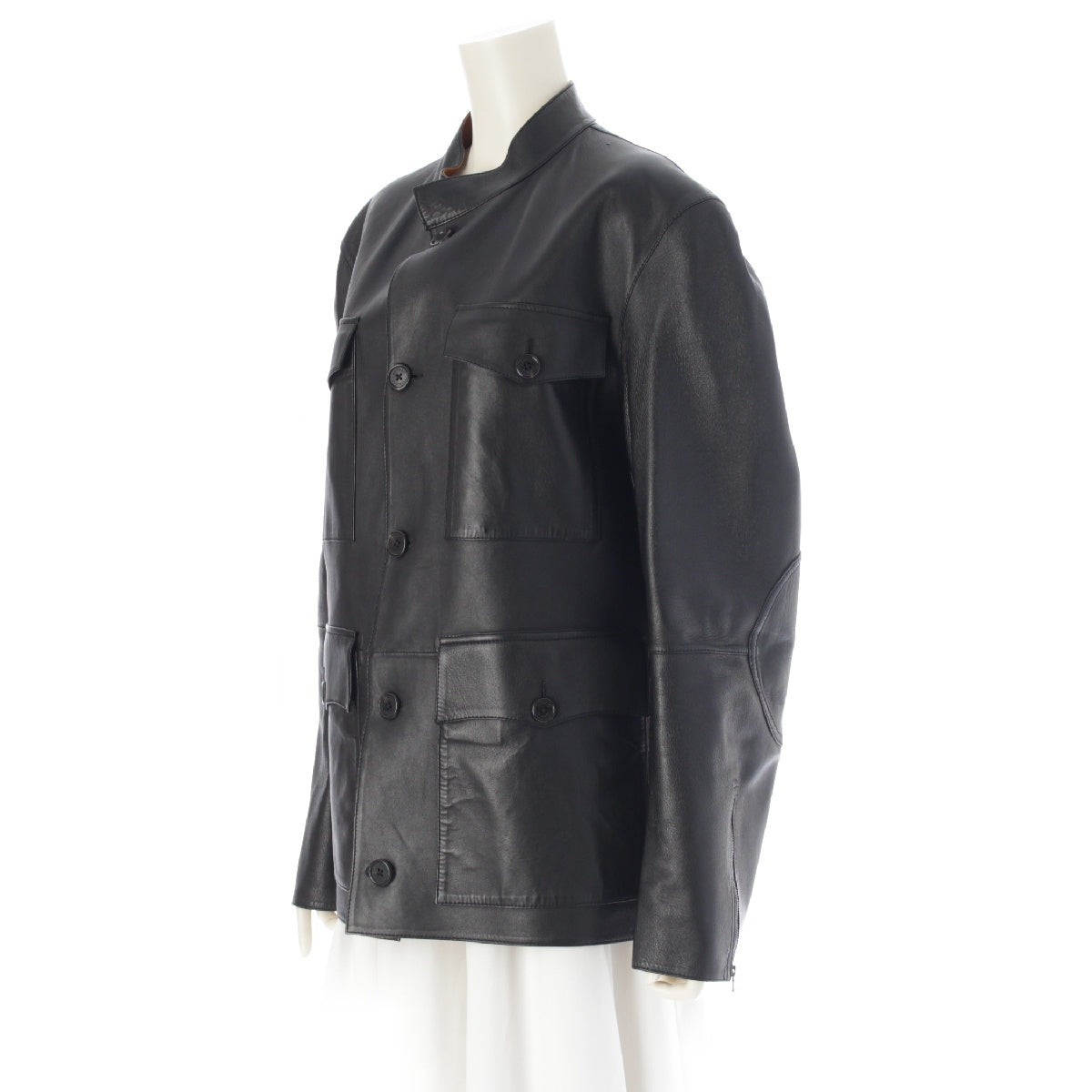 Dunhill leather Multi-Pocket Safari Jacket outer black -