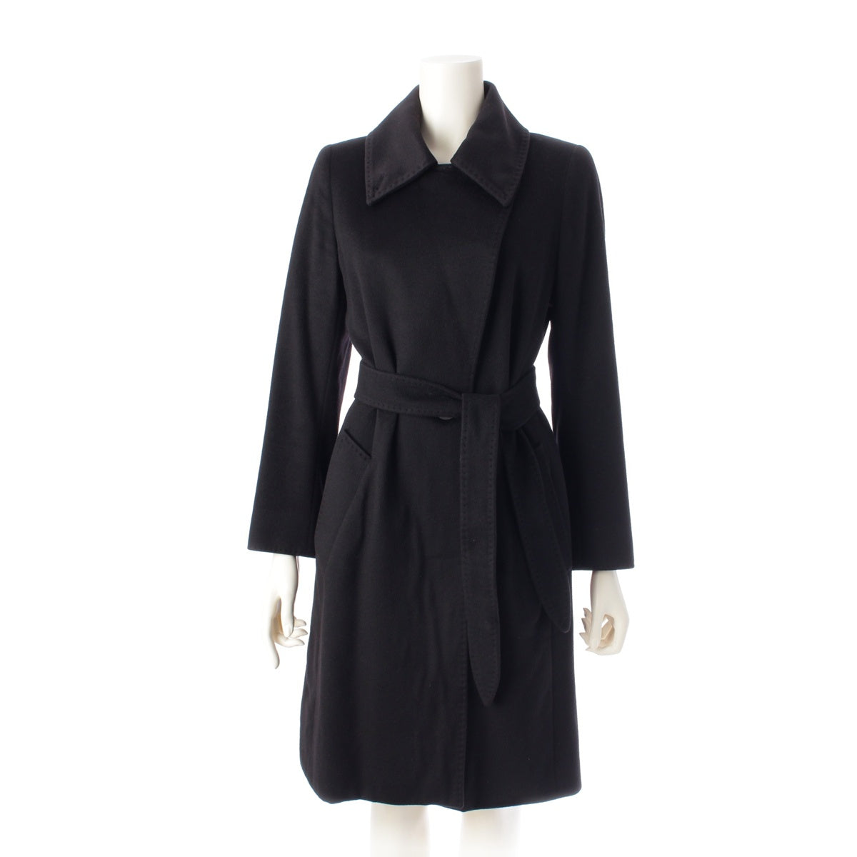 MAX MARA cashmere Belted stand collar coat outer black 34