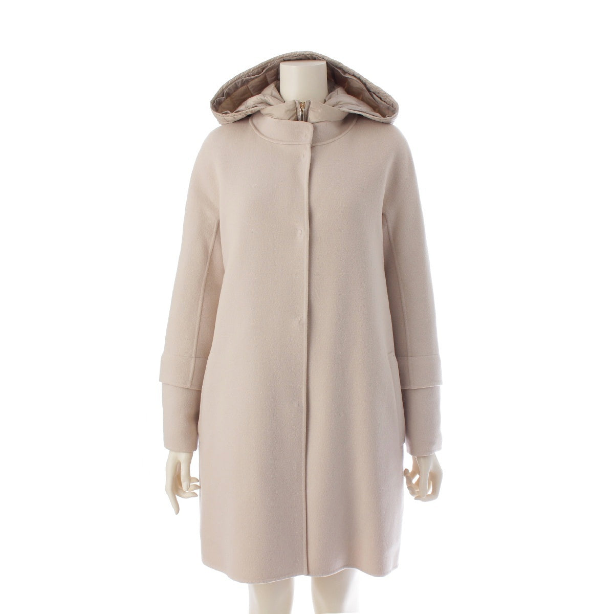 S Max Mara wool Inner down with hood coat outer 948619866/908604760 beige 40