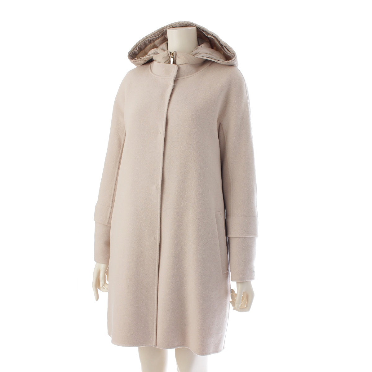 S Max Mara wool Inner down with hood coat outer 948619866/908604760 beige 40