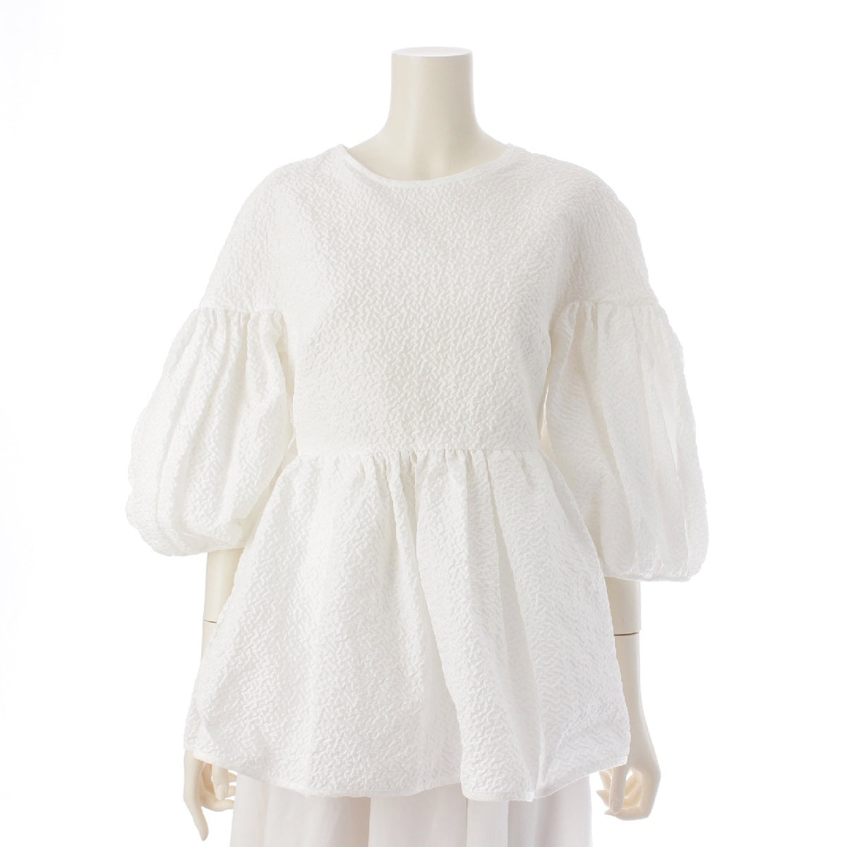 Cecilie Bahnsen JERRY TOP Peplum Back Ribbon Short Sleeve blouse tops white UK12 US8