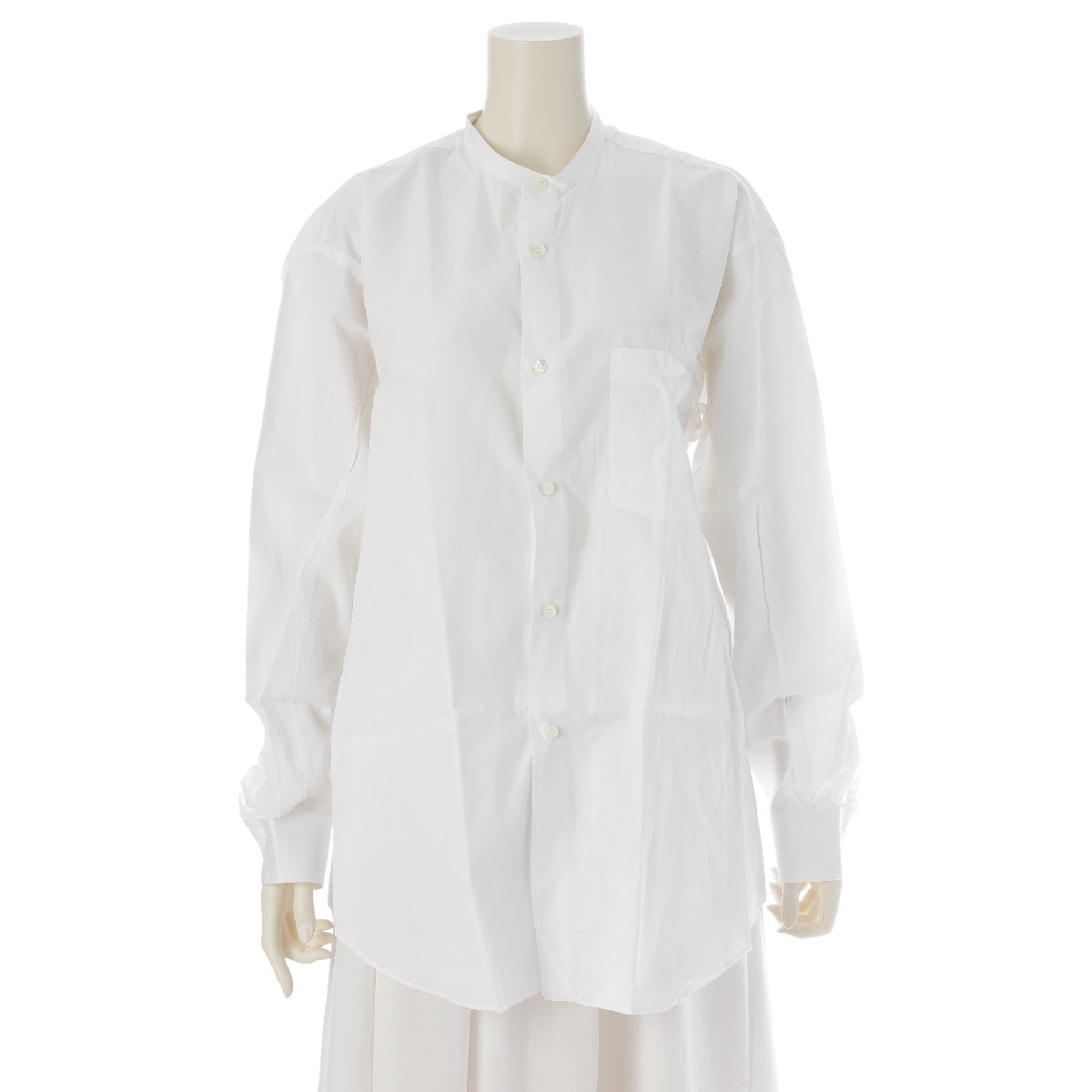 COMME des GARCONS HOMME AD1995 cotton Oversized band collar broadcloth Long sleeve shirt Tops No-collar blouse white