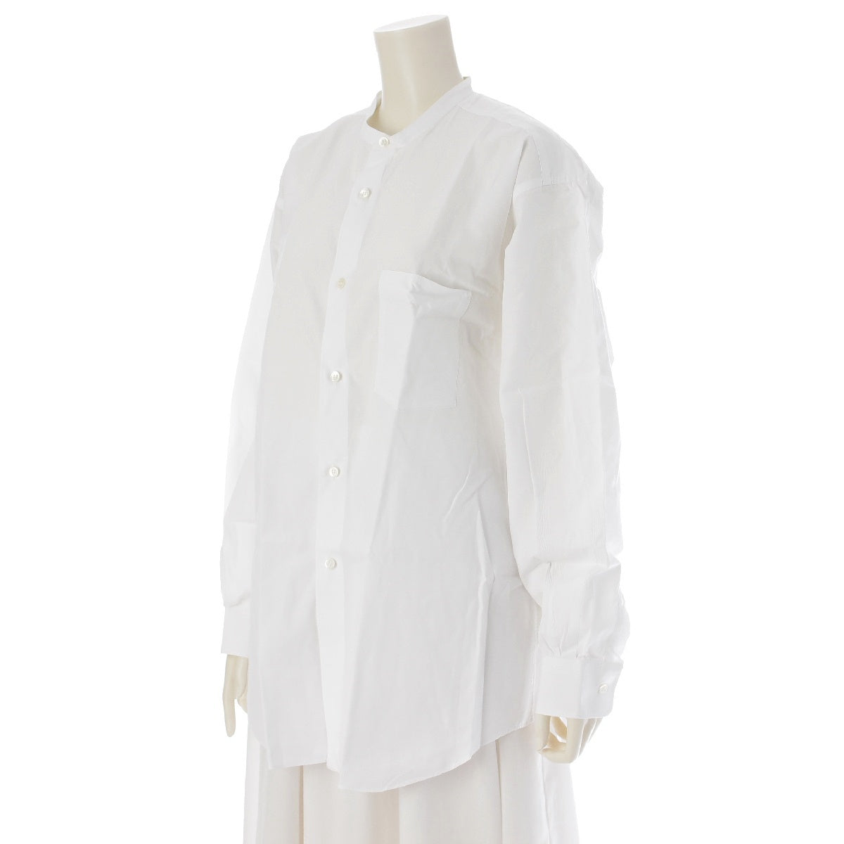 COMME des GARCONS HOMME AD1995 cotton Oversized band collar broadcloth Long sleeve shirt Tops No-collar blouse white