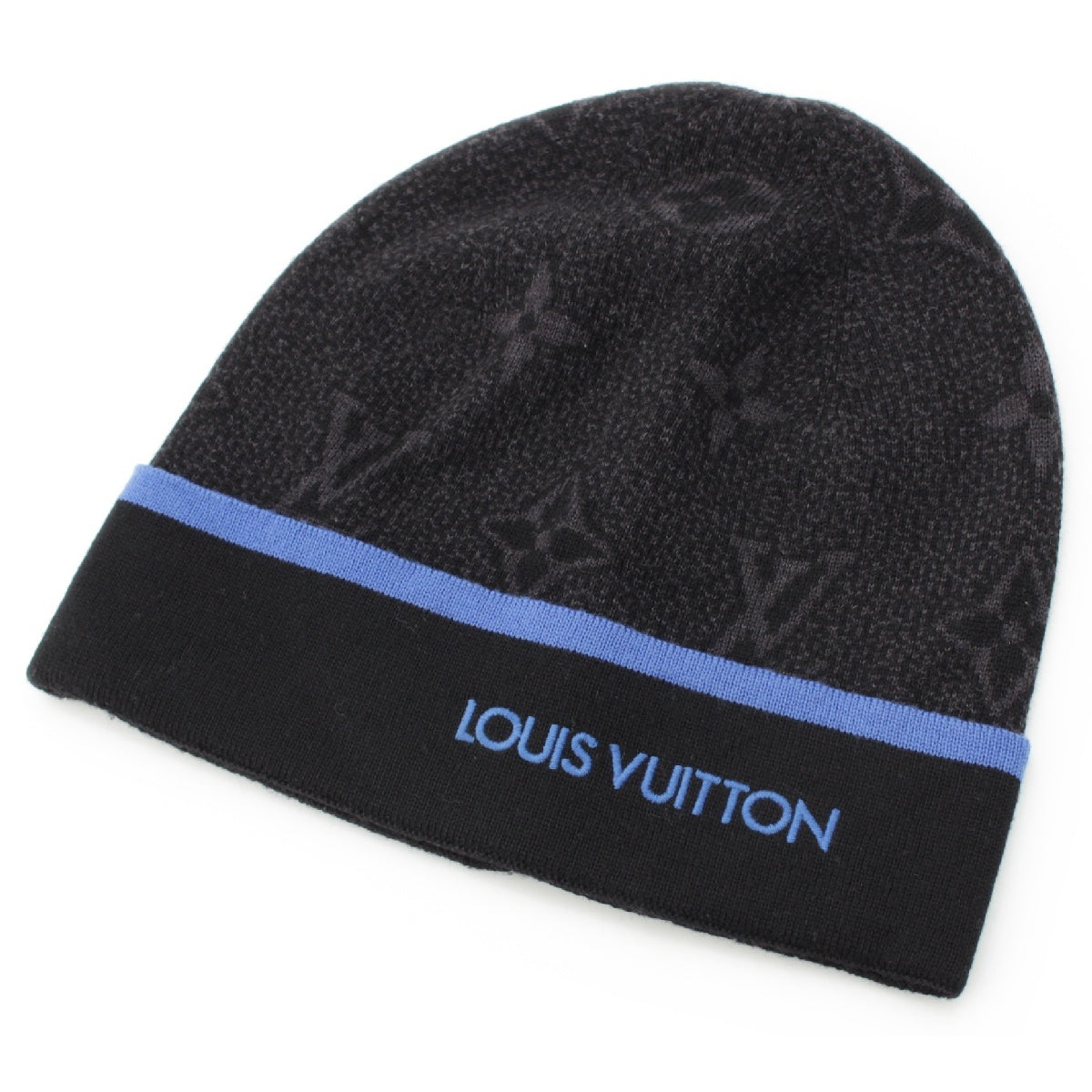 LOUIS VUITTON wool Bonnet My Monogram Eclipse Beanie Knit cap M76241 Black blue