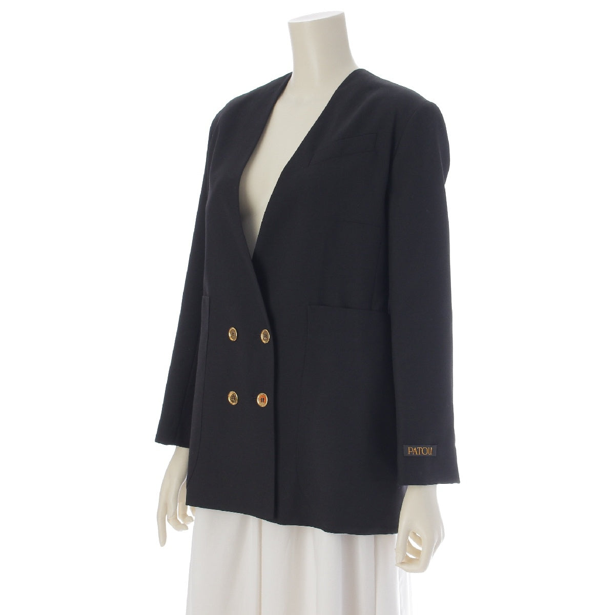 Patou wool Double-breasted, center vent, gold buttons No color jacket JA0020105999B black 36