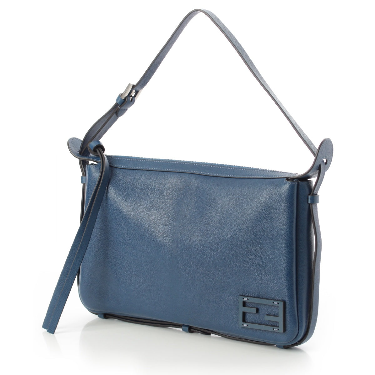 FENDI Simply leather medium logo Shoulder Bag 8BR829 blue