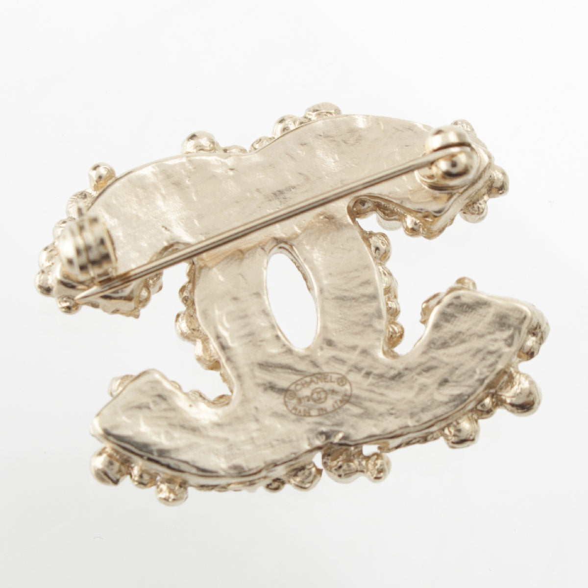 CHANEL B21A GP Gold COCO Mark Bijou Decoration Rhinestone Brooch black