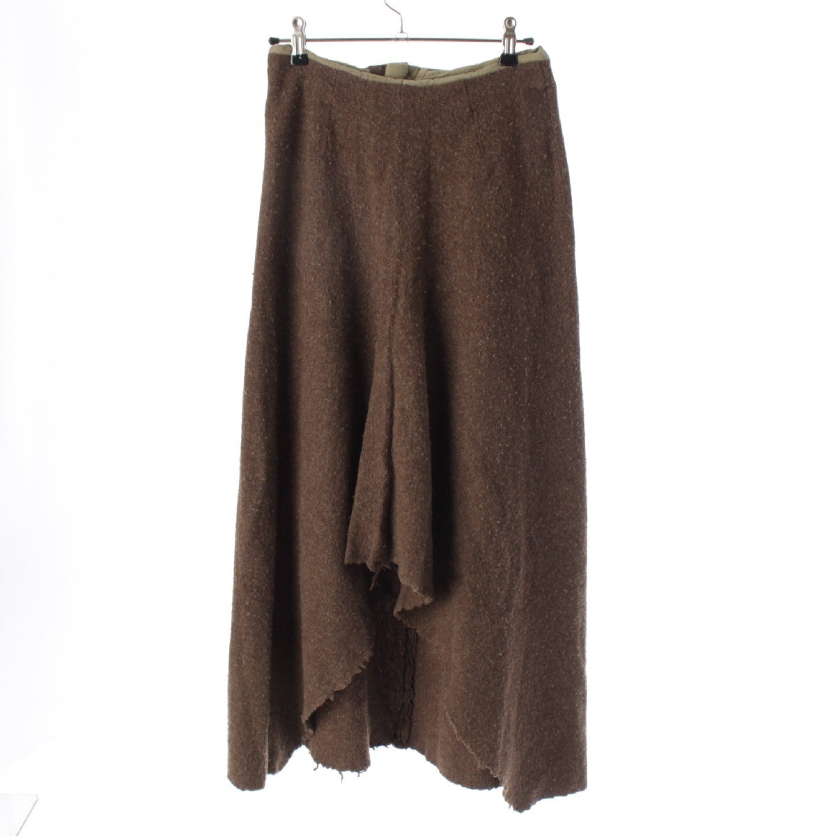 COMME des GARCONS AD1994 Wool x nylon Fulling period Arch cut Rag look skirt GO-04003S Khaki Brown S